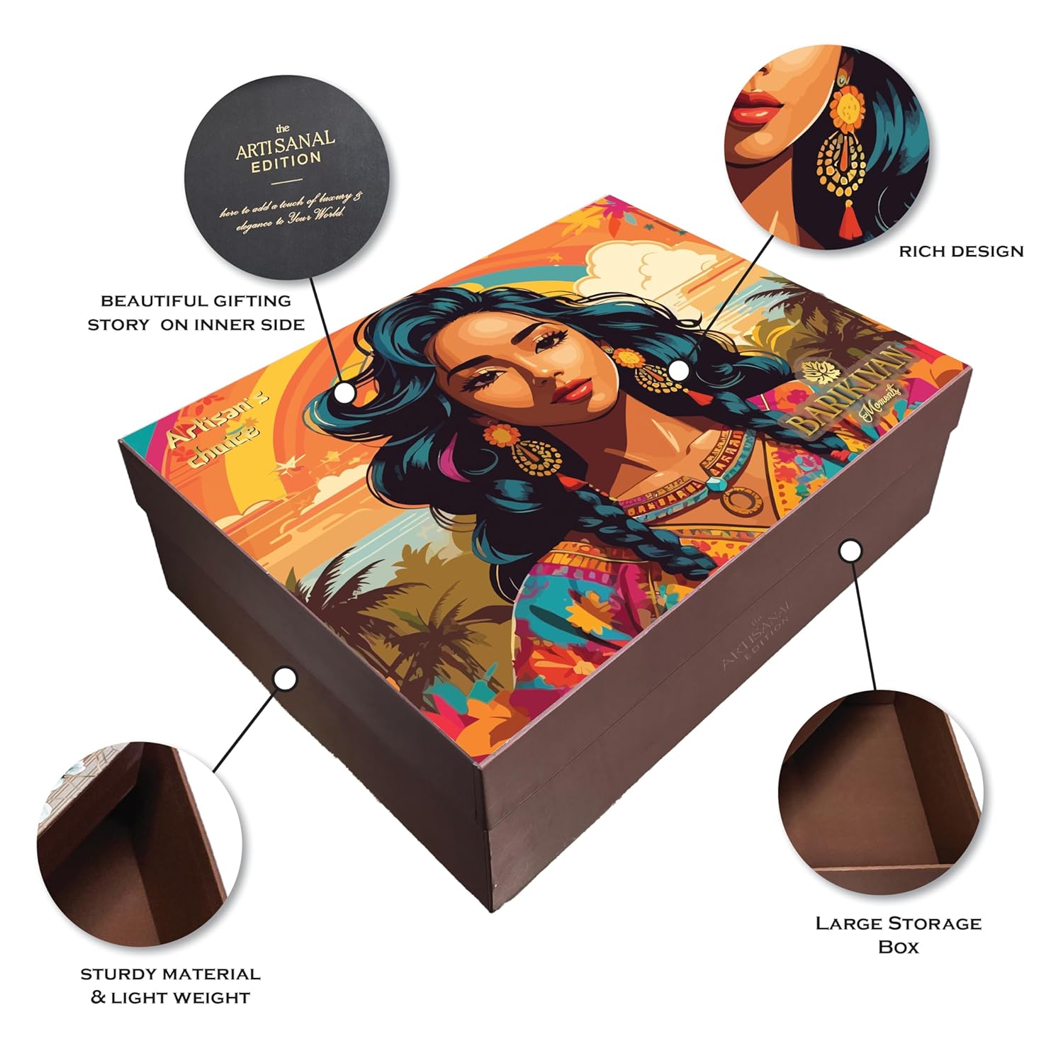 Set of 2 Artistic, Gift cum Storage Box