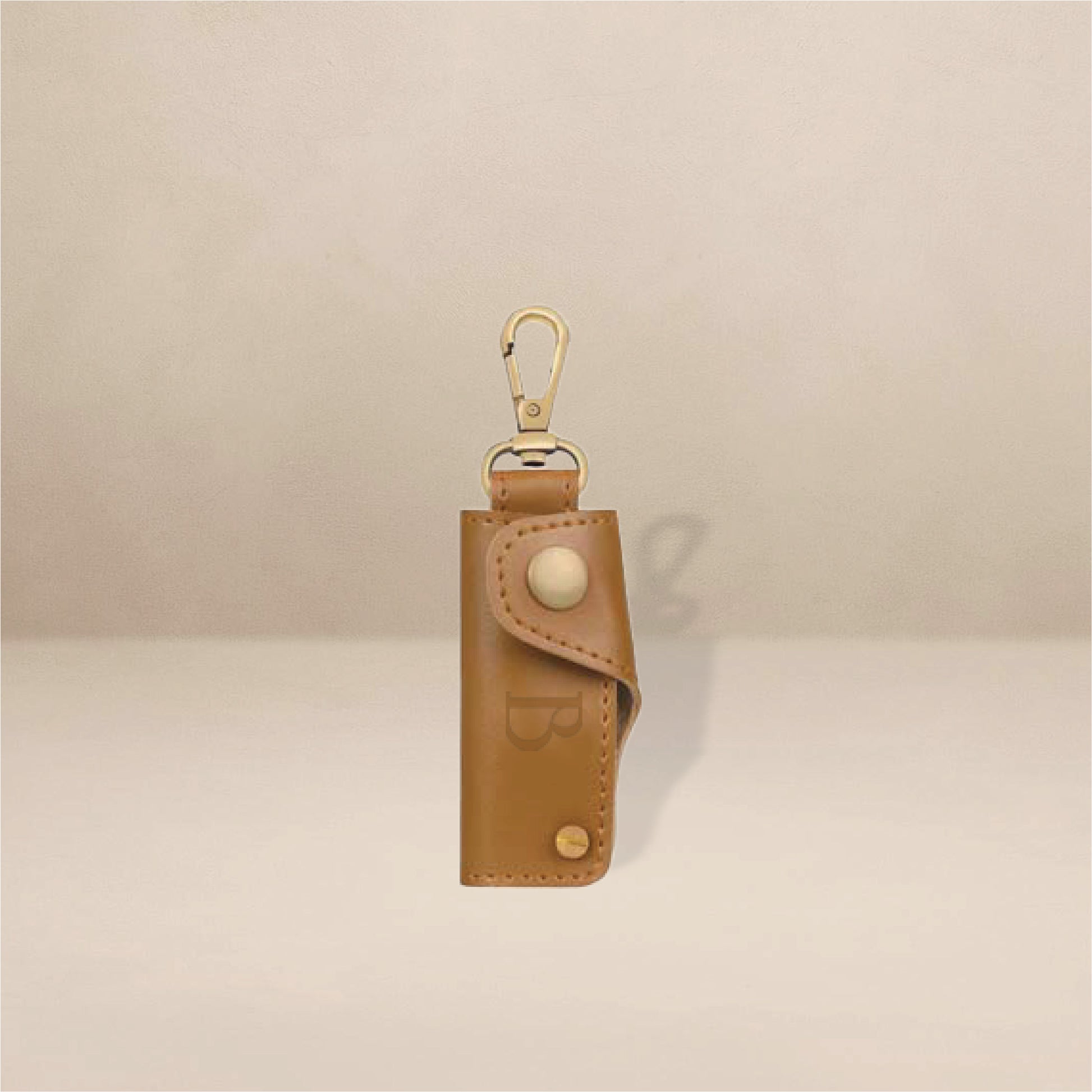 BARIKIYAN MOMENTS Premium Tan Leather Keychain with Metal Clip