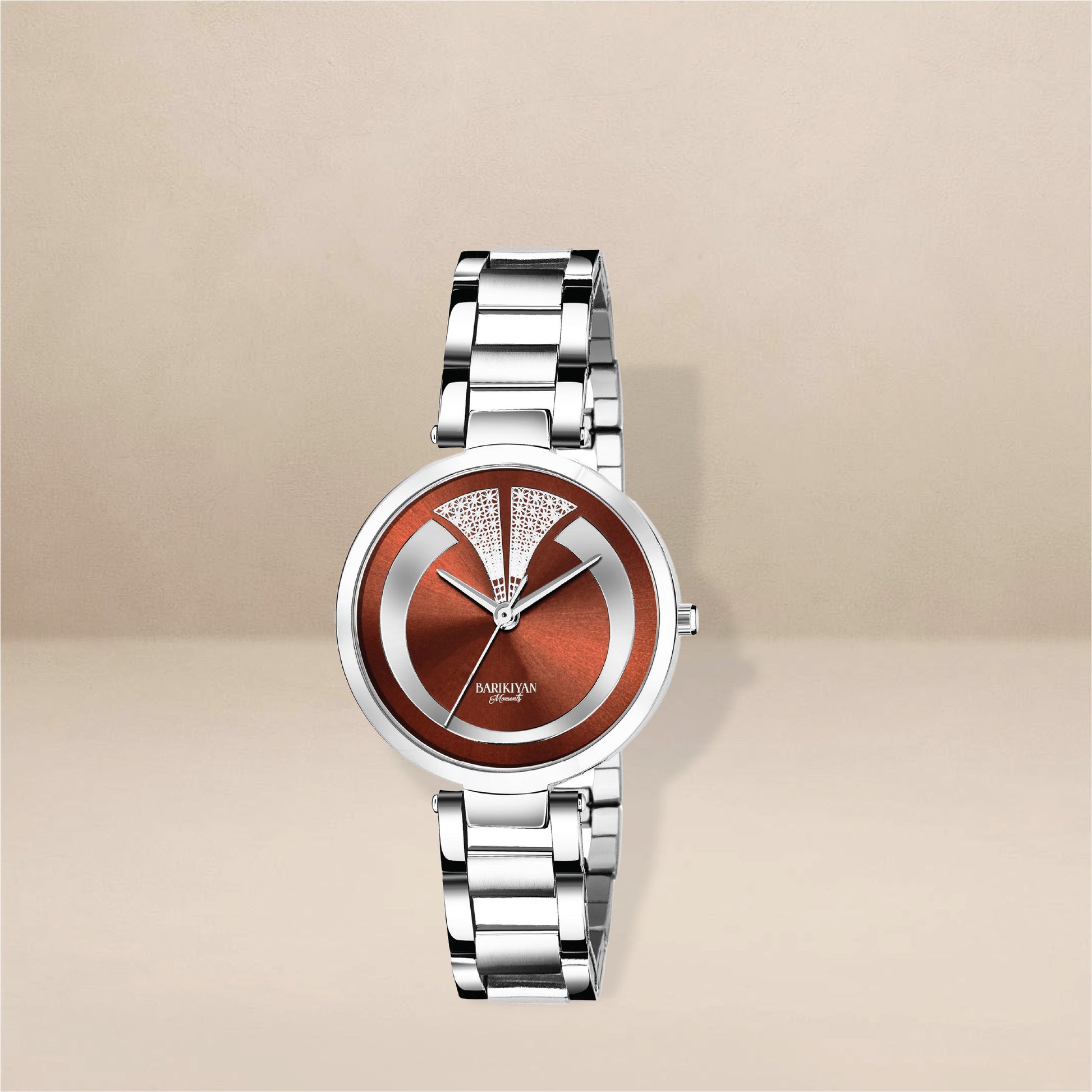 Barikiyan Moments Women Designer Silver Strap Rust Dial Watch