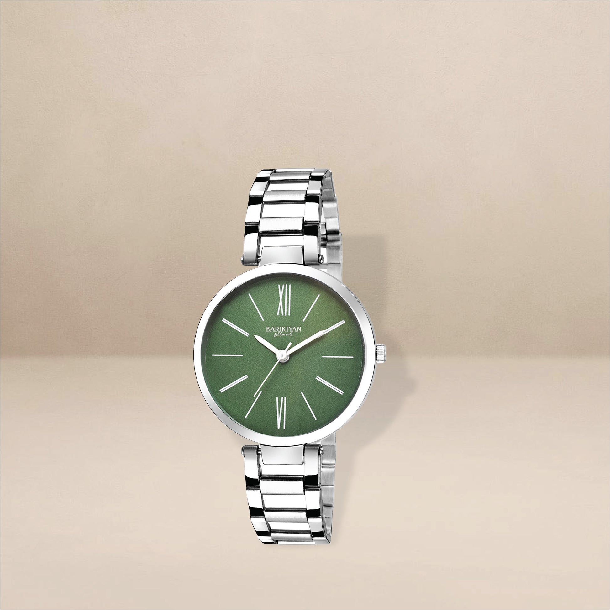 Barikiyan Moments Women Sliver and Green Dial Premium Watch