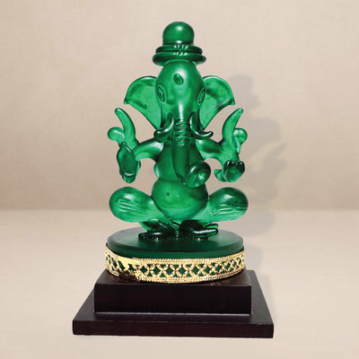 Barikiyan Moments – Divine Two-Sided Green Ganesh Sculpture