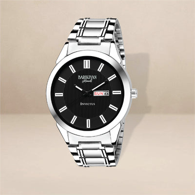 Barikiyan Moments Invictus Men's Analog Watch - Black Dial with Metal Link Bracelet