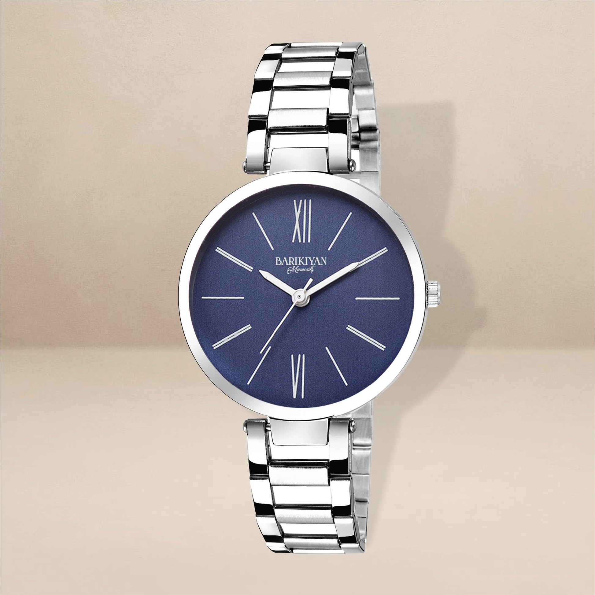 Barikiyan Moments Classic Blue Dial Women's Watch – Silver Stainless Steel