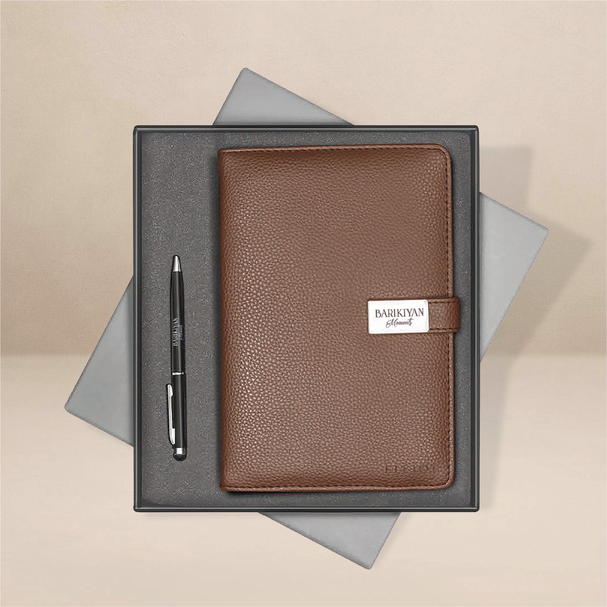 Barikiyan Moments Elite Brown Journal Gift Set: Premium Notebook & Pen