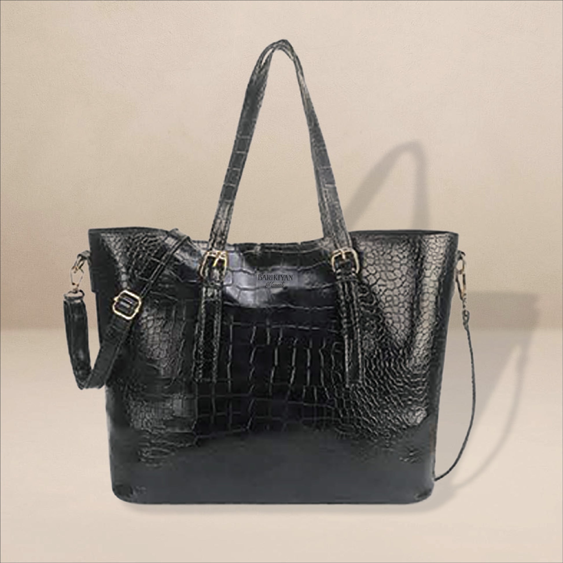 Barikiyan Moments Croc-Embossed Black Women Handbag
