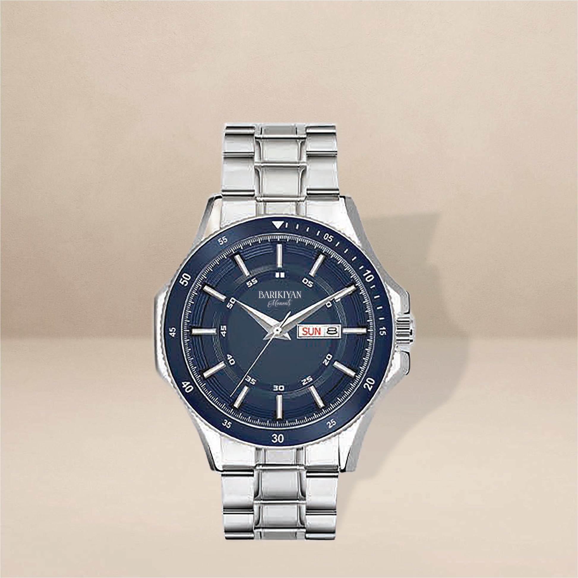 Barikiyan Moments Men’s Blue Dial Watch with Silver Strap