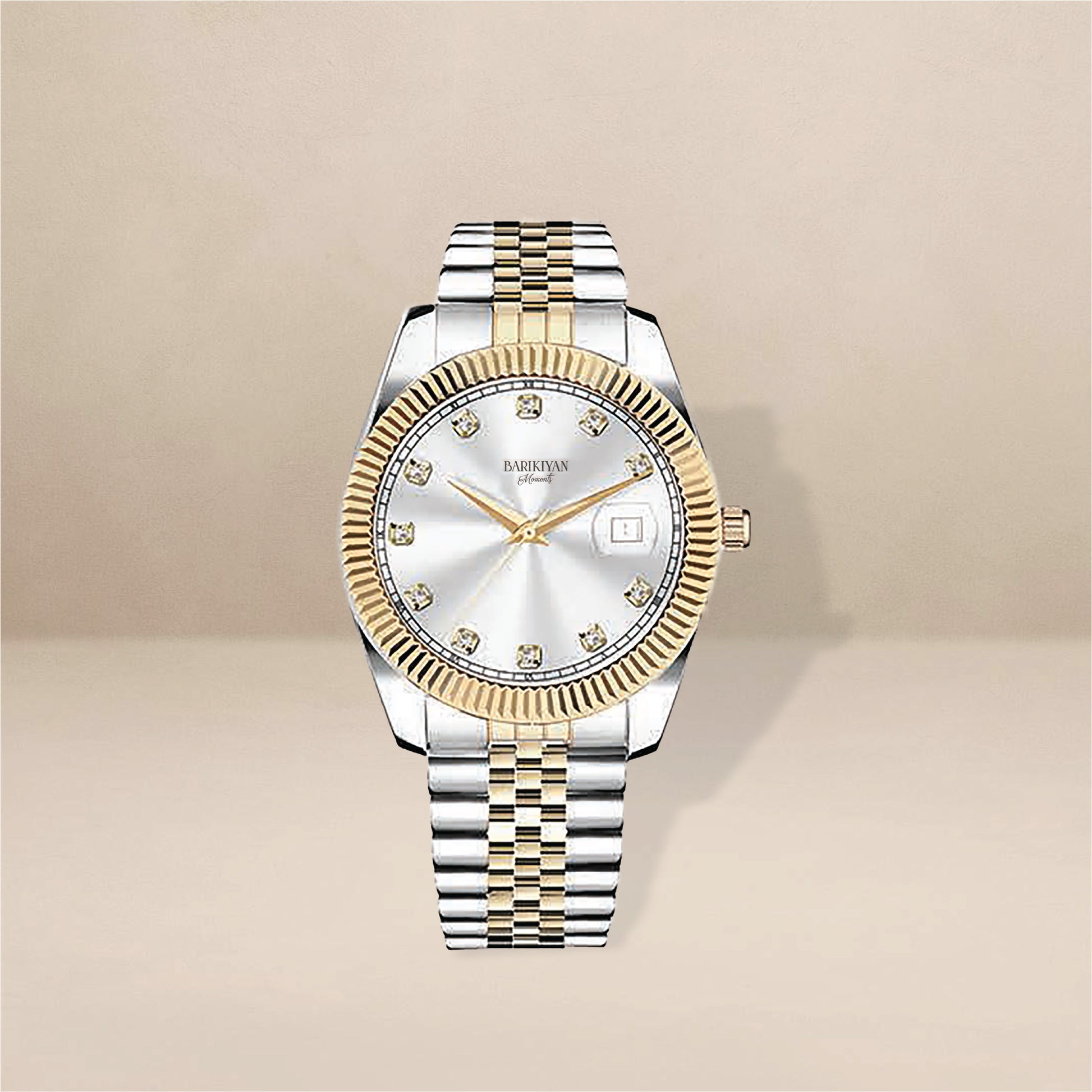 Barikiyan Moments Men’s Silver Dial Watch with Two-Tone Silver & Gold Strap