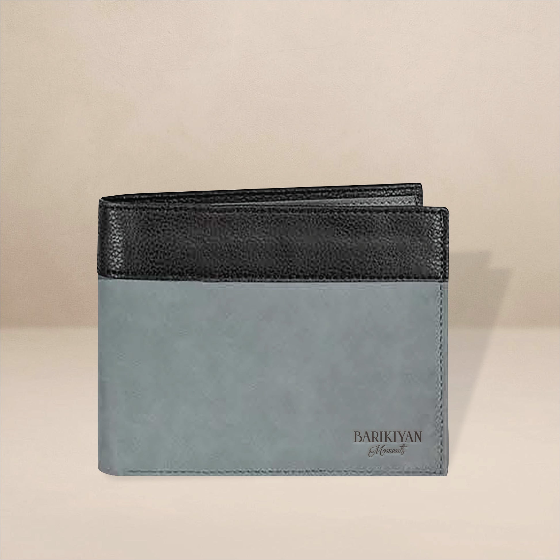 Barikiyan Moments Dual-Tone Black & Grey Leather Wallet for Men's