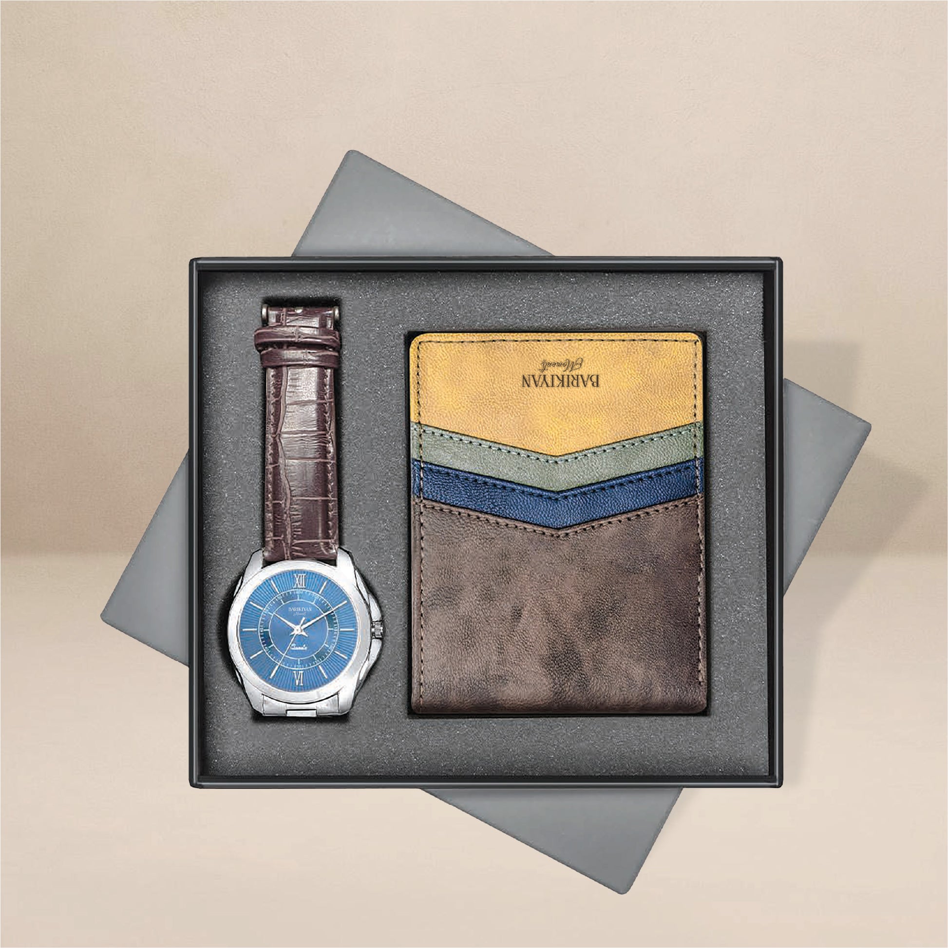 Barikiyan Moments  Men’s Colorblock Gift Set: Watch & Wallet