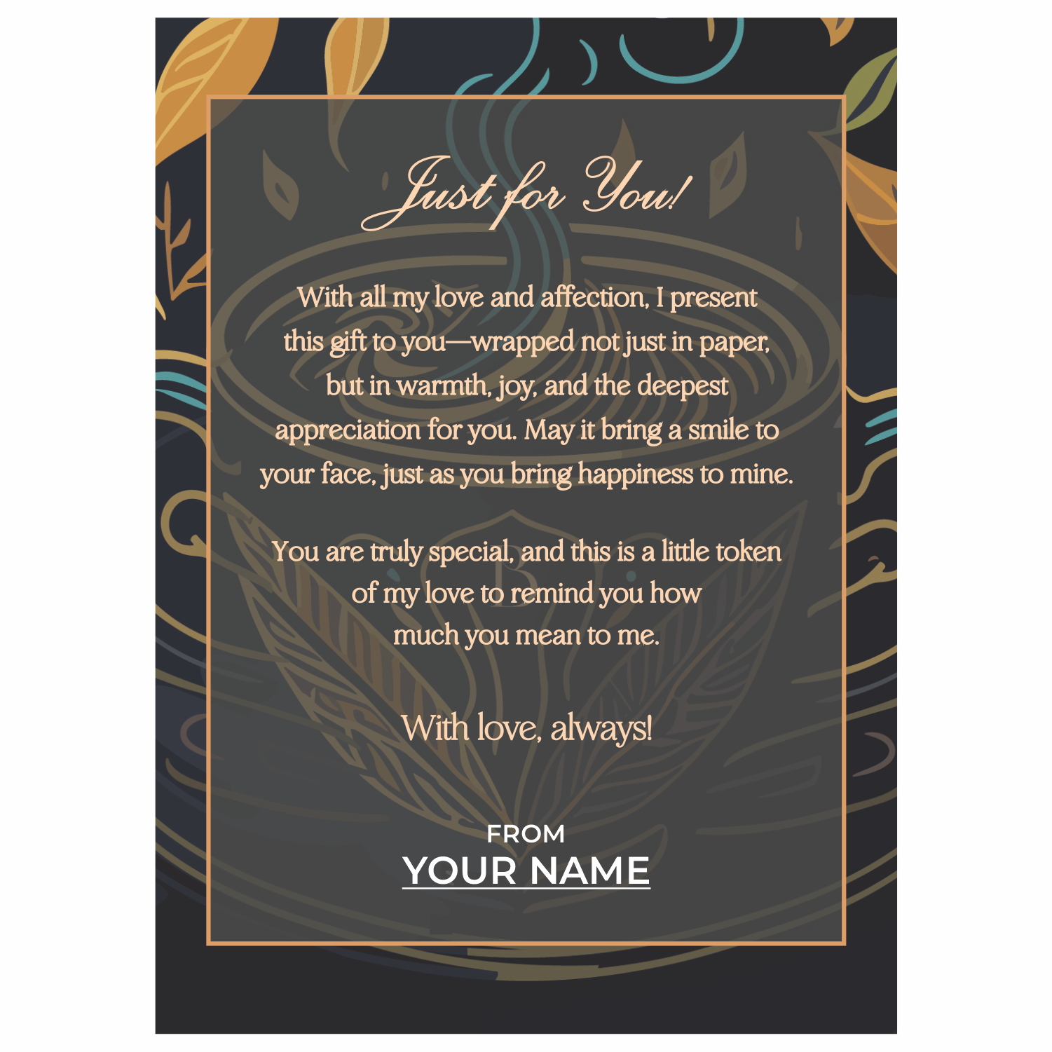 JUST FOR YOU Gift Card
