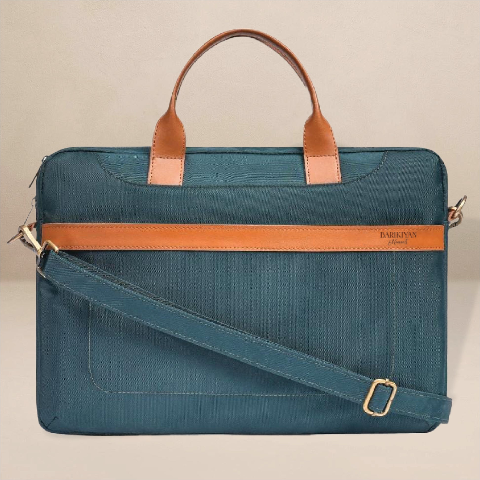Barikiyan Element Executive Laptop Bag – Teal & Tan