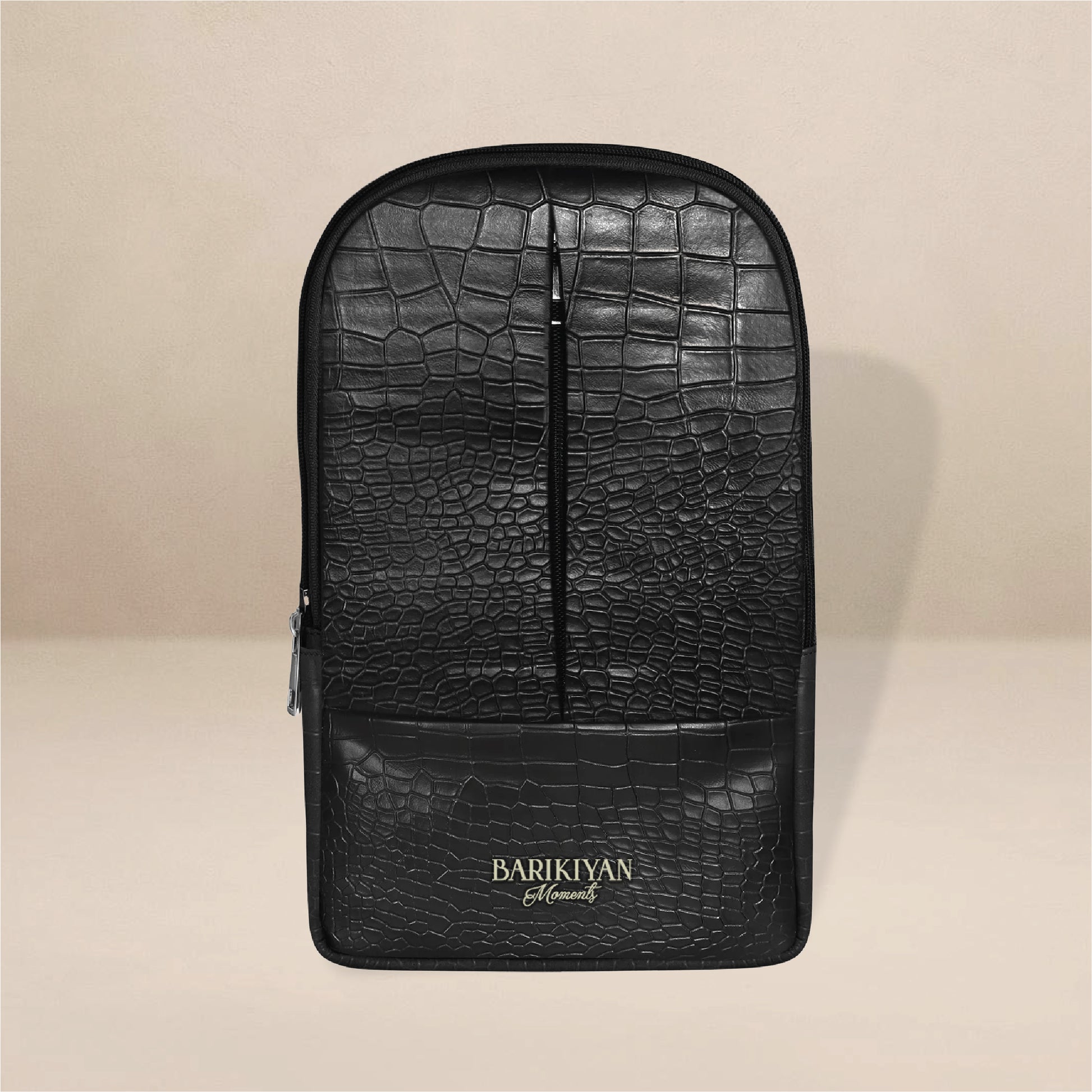 Barikiyan Moments Luxe Raven Croc-Embossed Leather Backpack