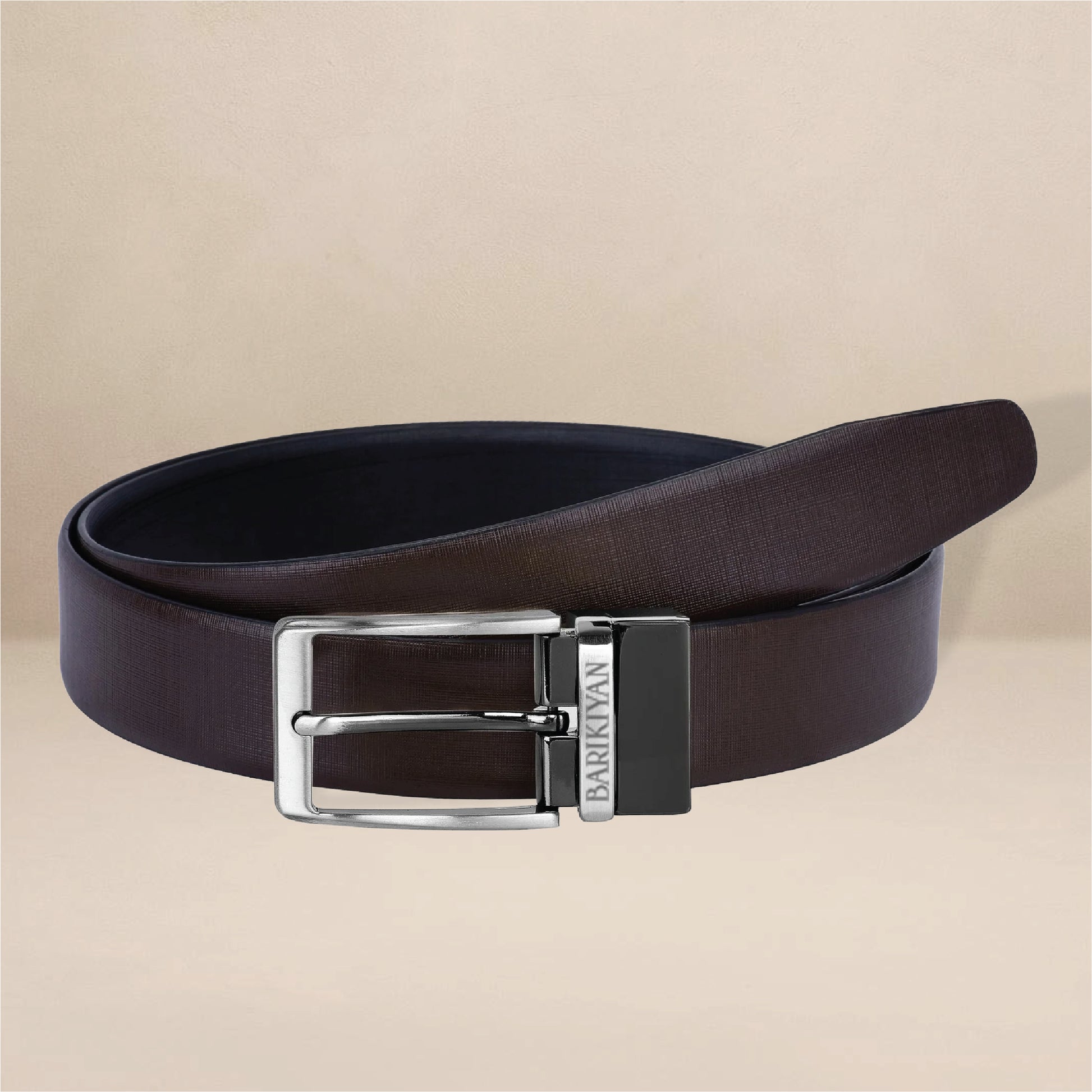BARIKIYAN Premium Brown Leather Belt for Men – Sleek Design with Signature Buckle