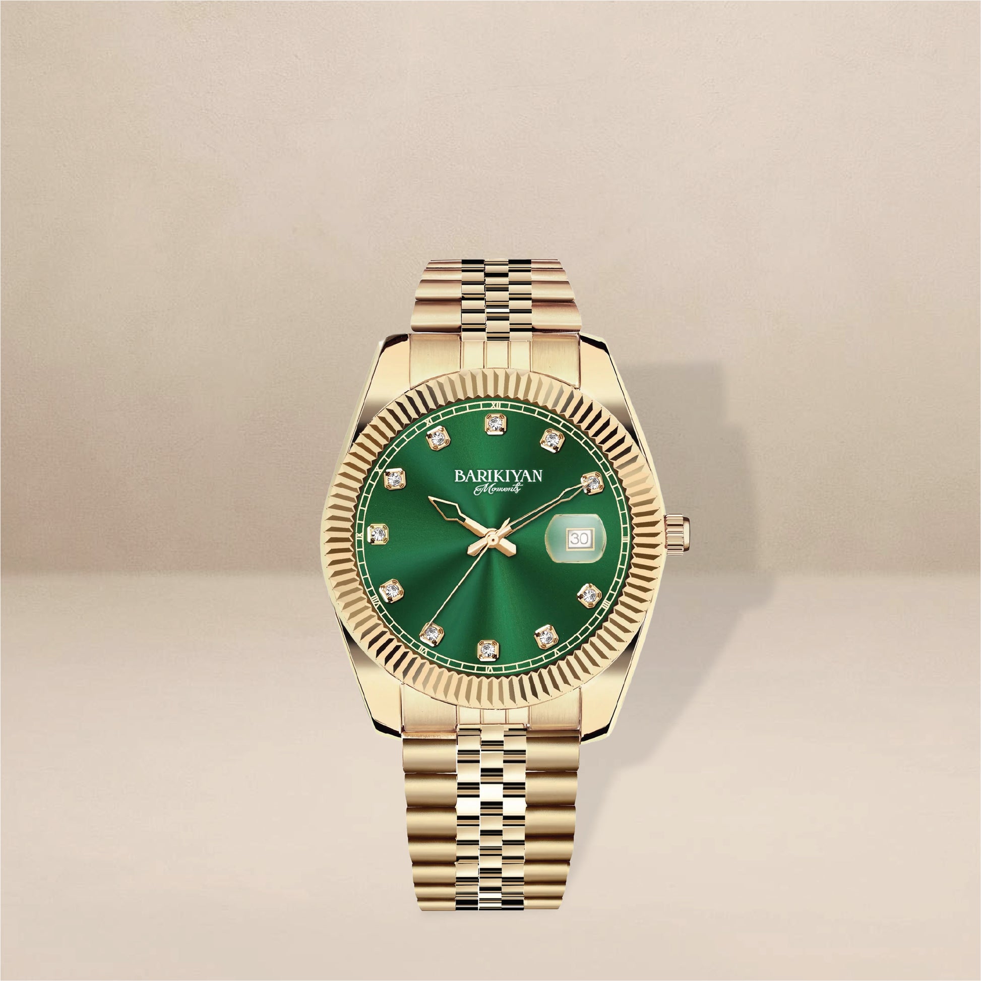 Barikiyan Moments Luxe Green Dial Men’s Watch – Gold Finish