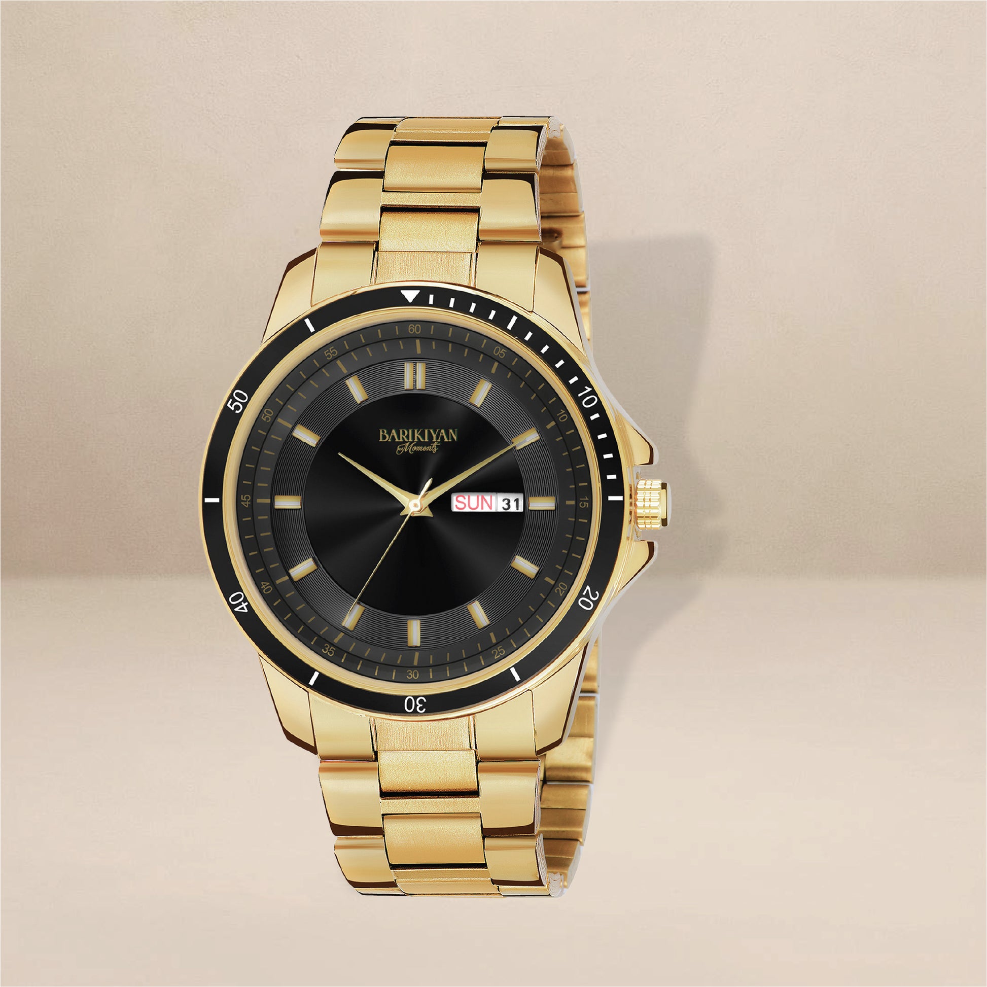 Barikiyan Moments Classic Black & Gold Men’s Watch – Day & Date Display