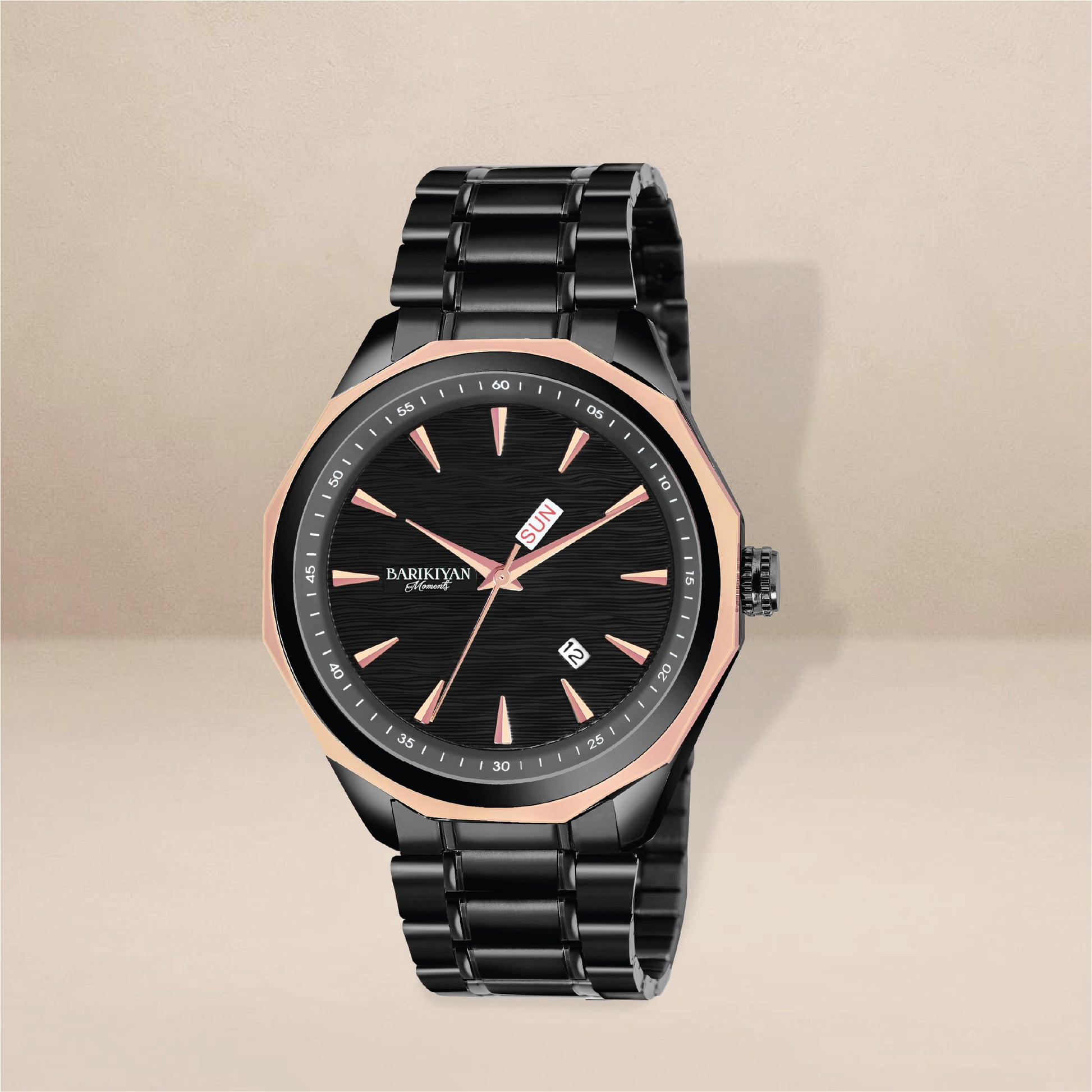 Barikiyan Moments Heritage Men's Luxury Watch – Black & Rose Gold