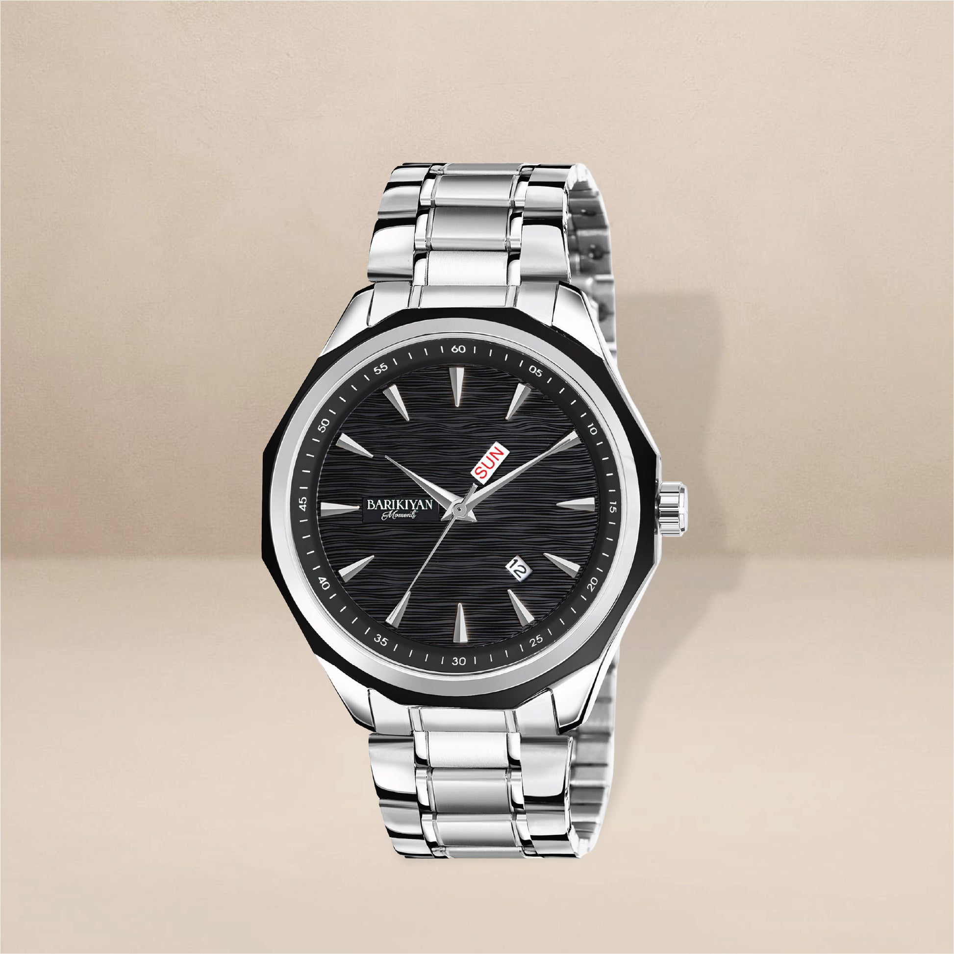 Barikiyan Moments Steel Black Dial Men’s Watch – Dual Day & Date Display