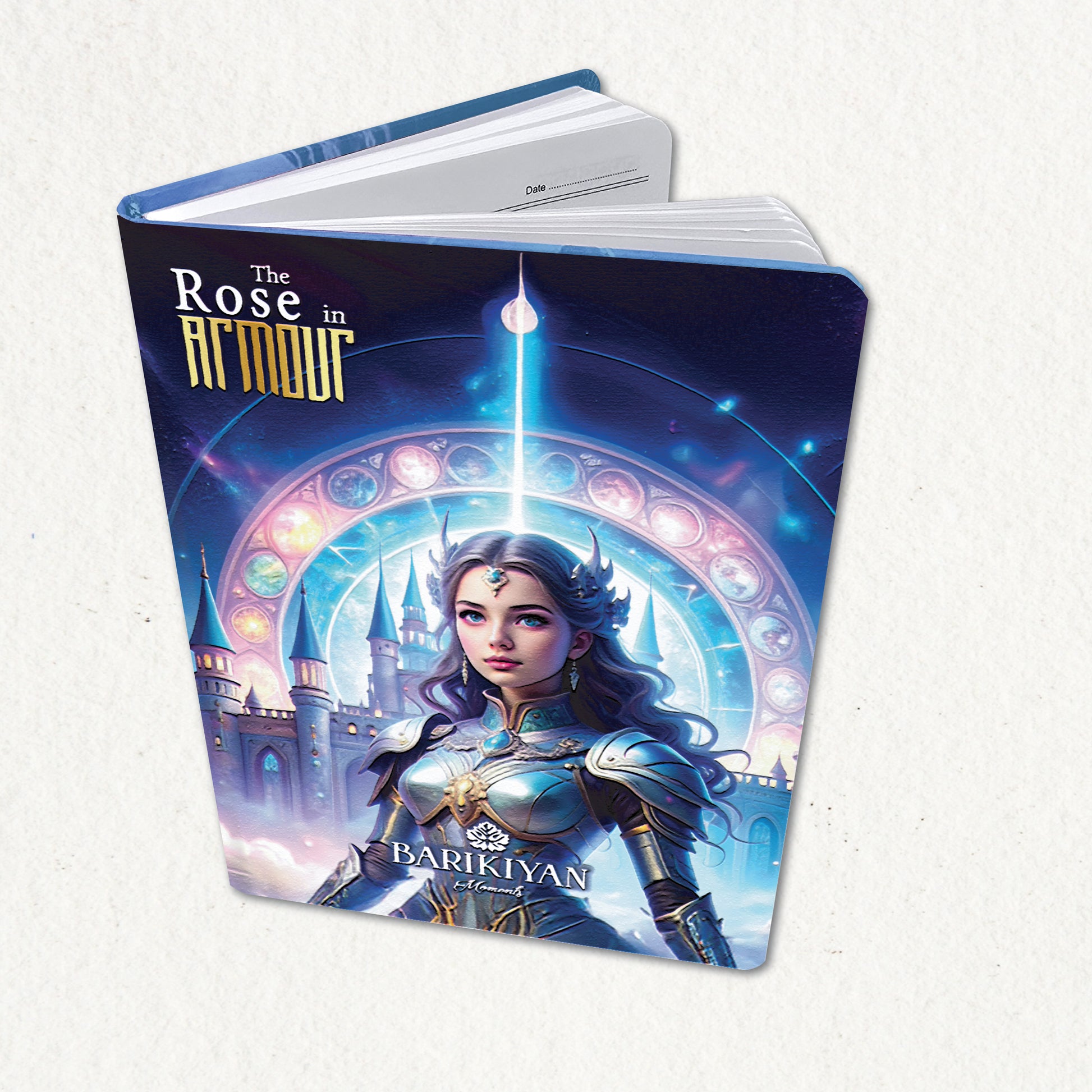 HARDBOUND NOTEBOOK/DIARY WITH BOOKMARK - THE ROSE IN ARMOUR