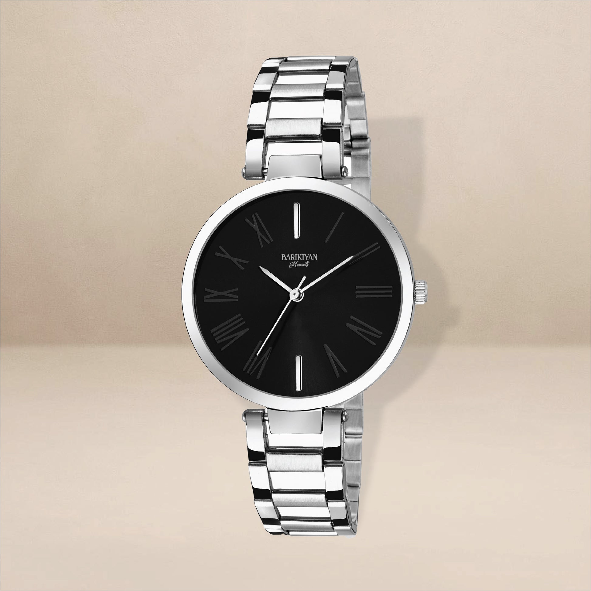 Barikiyan Moments Women’s Stainless Steel Watch – Black Dial Elegance