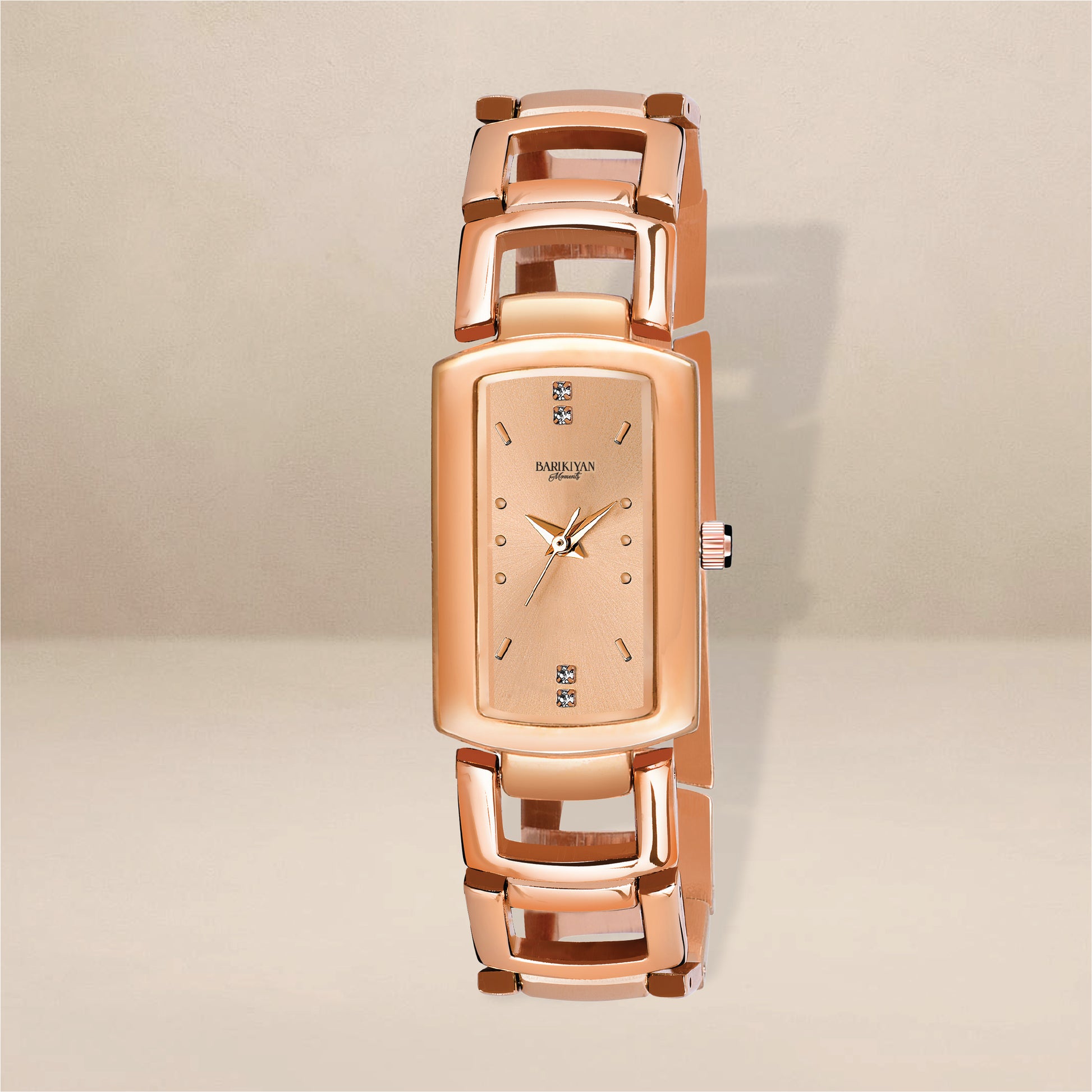 Barikiyan Moments Luxe Rectangular Women's Watch – Rose Gold Elegance