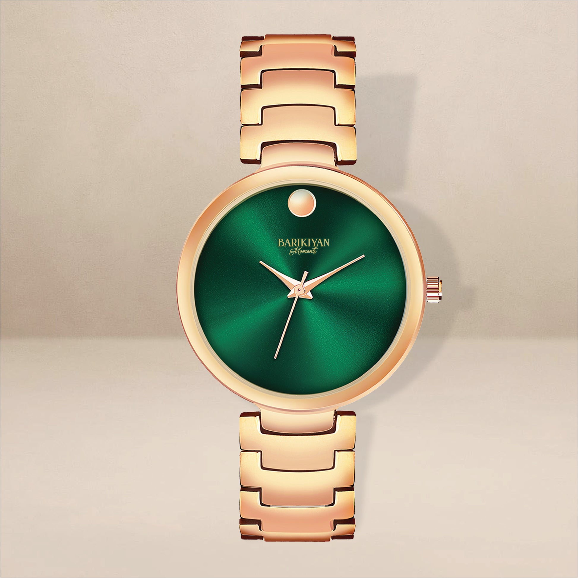 Barikiyan Moments Women's Rose Gold Watch – Emerald Green Dial Edition