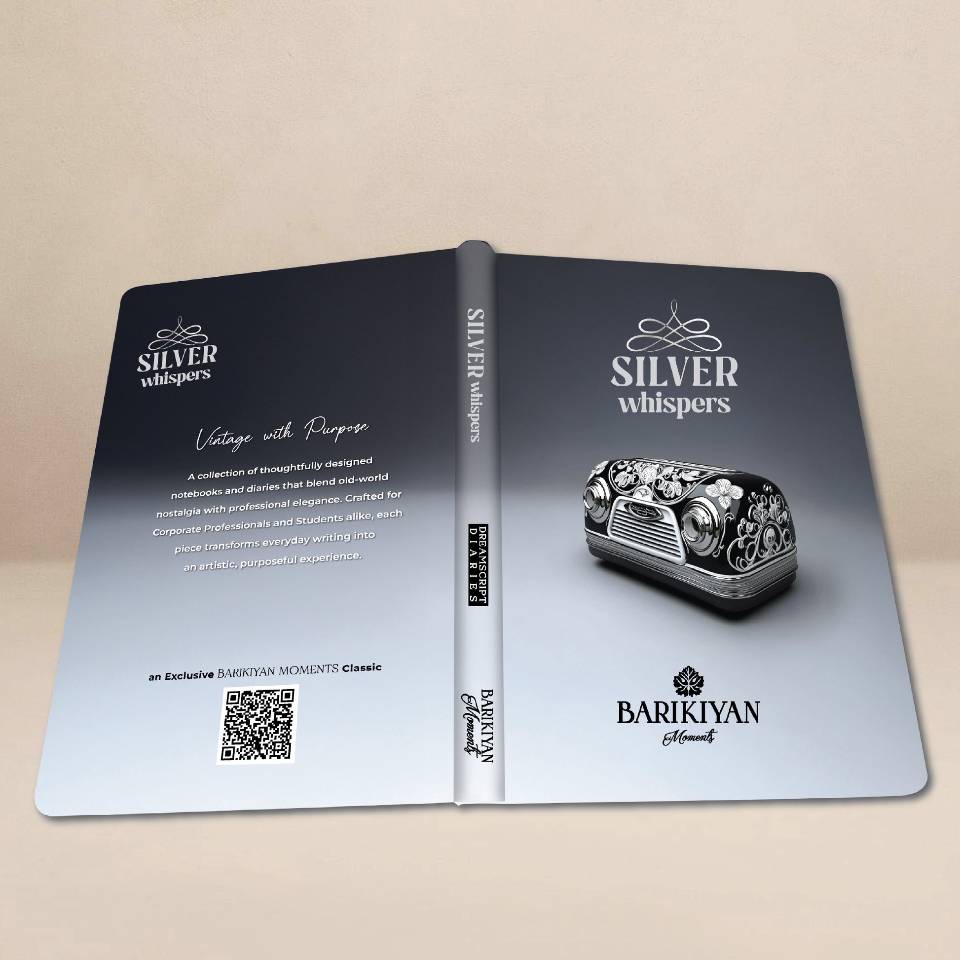 Barikiyan Moments “Silver Whispers” Hardcover Elegant Reflection Diary